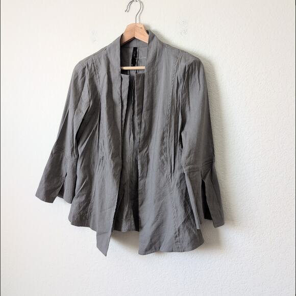 Porto San Francisco Blazer Jacket Size 1 Small Gray Linen Rayon Lagenlook Chic - Picture 3 of 8